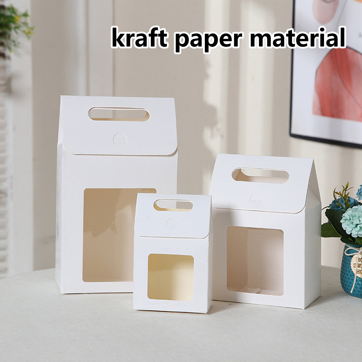 24 Pcs Handheld Kraft Paper Gift Boxes with Window for Wedding Packaging