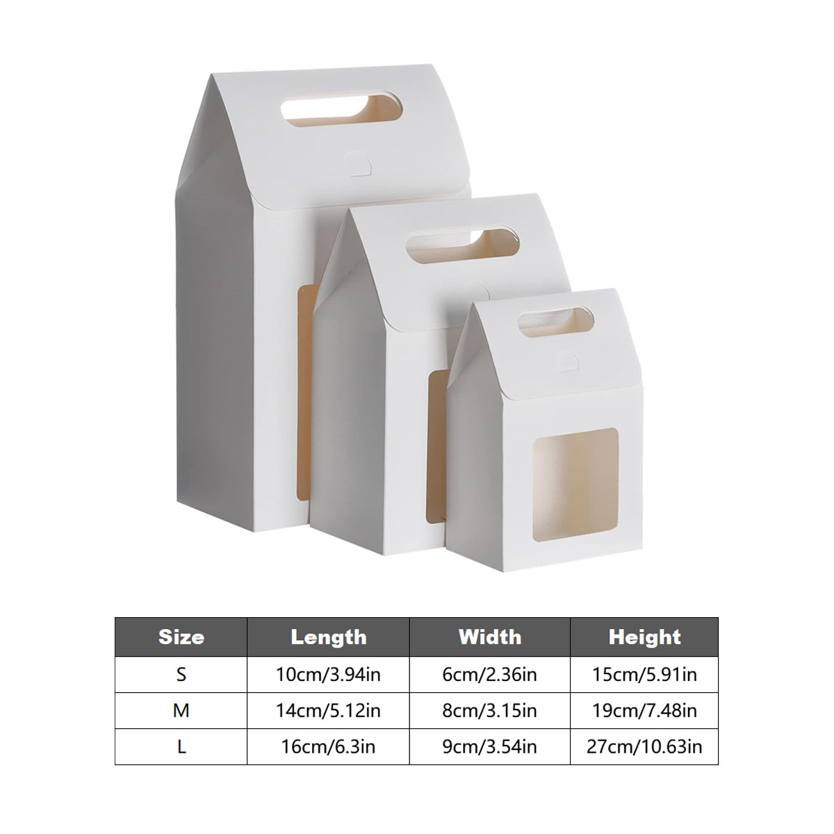 24 Pcs Handheld Kraft Paper Gift Boxes with Window for Wedding Packaging