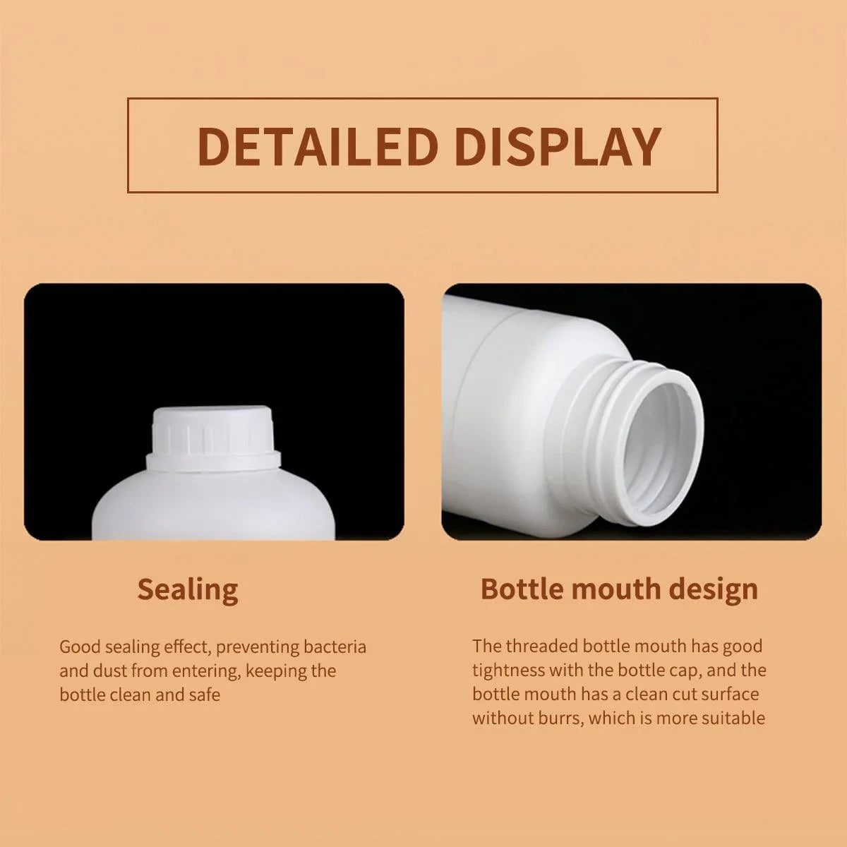 Chemical Bottle White Plastic Pesticide Reagent Bottle 50PCS