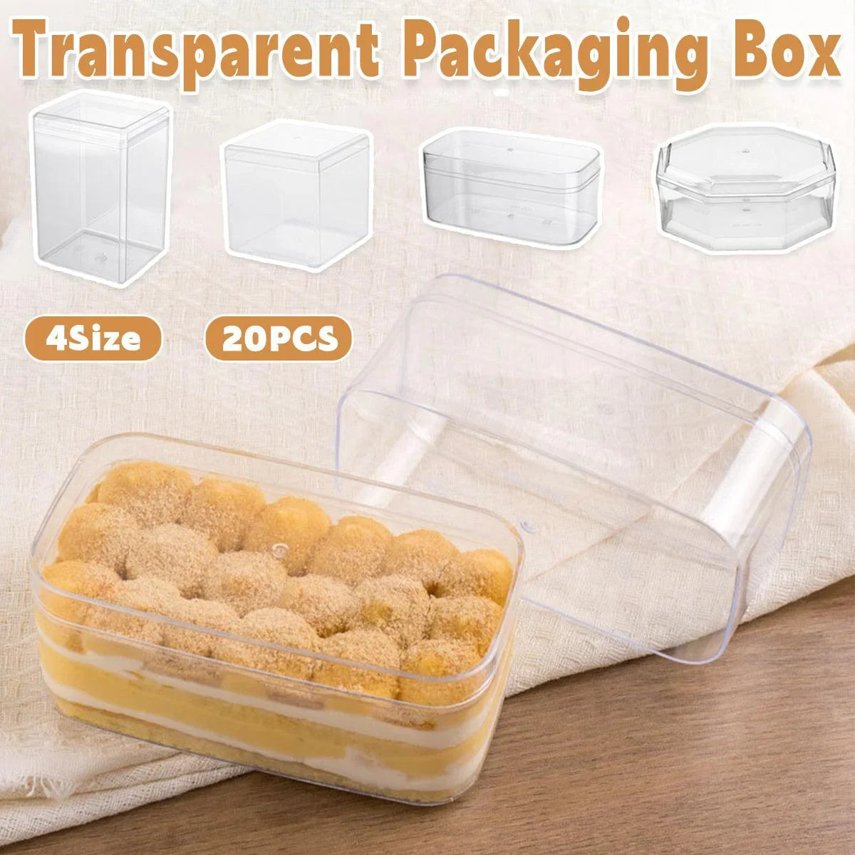 Clear Plastic Biscuit Boxes – 20pcs Assorted Food-Grade Containers