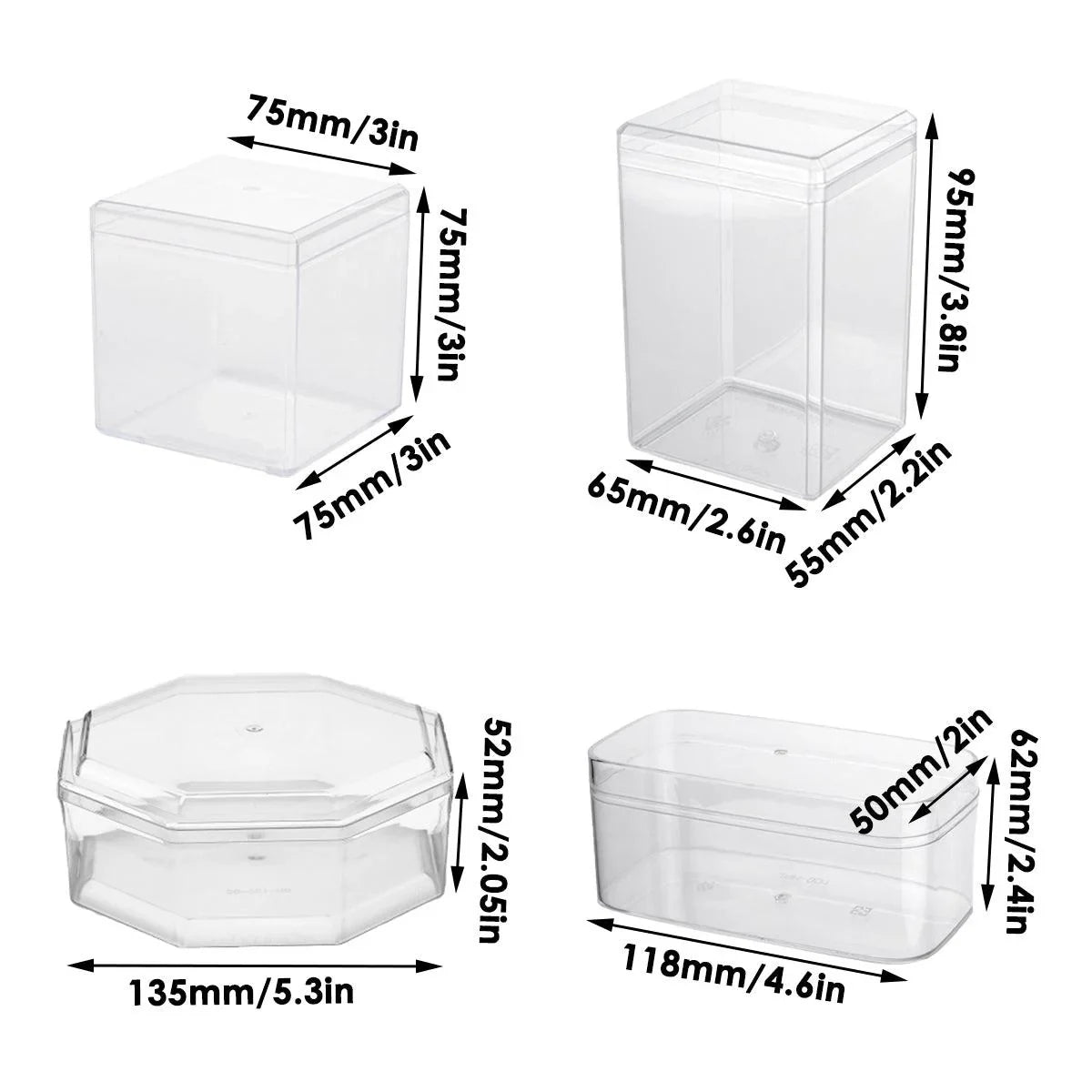 Clear Plastic Biscuit Boxes – 20pcs Assorted Food-Grade Containers
