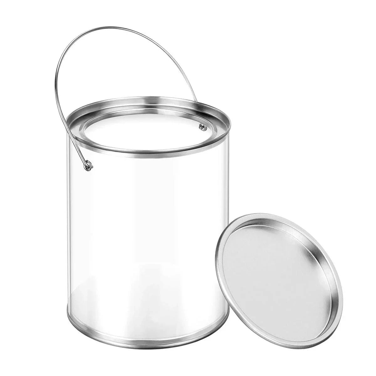 Clear Storage Container with Iron Lid and Handle – 10 Pieces
