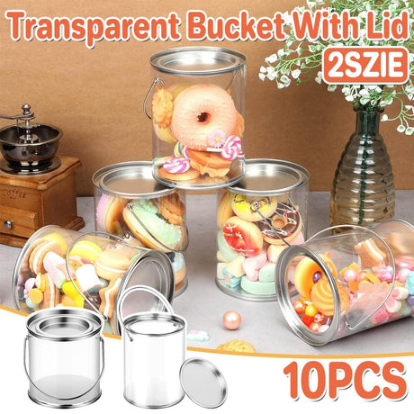 Clear Storage Container with Iron Lid and Handle – 10 Pieces