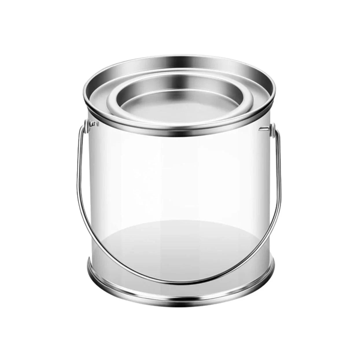Clear Storage Container with Iron Lid and Handle – 10 Pieces