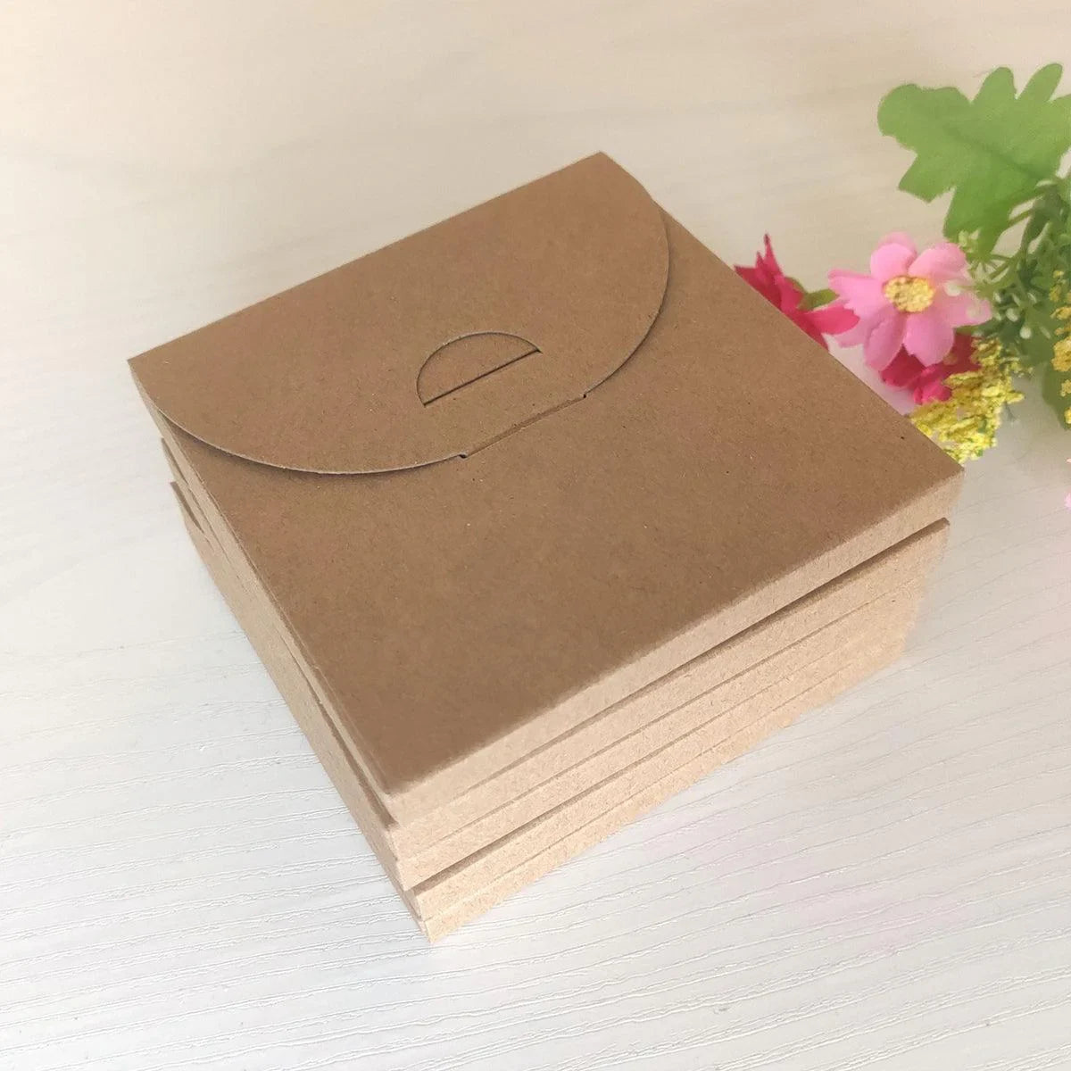 Coaster Holder Kraft Paper 9.5cm x 9.5cm 100 Pieces with Clear Window