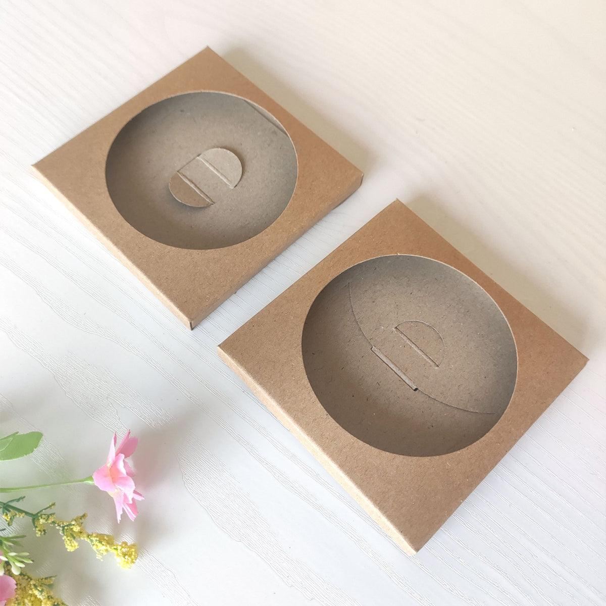 Coaster Holder Kraft Paper 9.5cm x 9.5cm 100 Pieces with Clear Window
