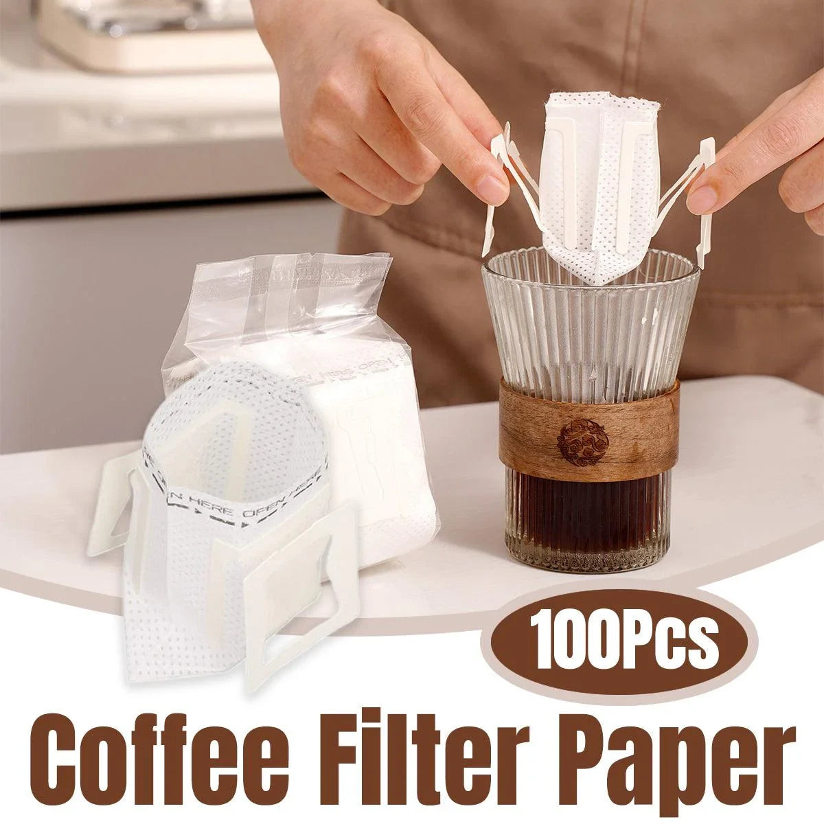 Coffee Filter Hanging Ear Non-Woven Fabric 100 Pieces for Pour-Over Brewing