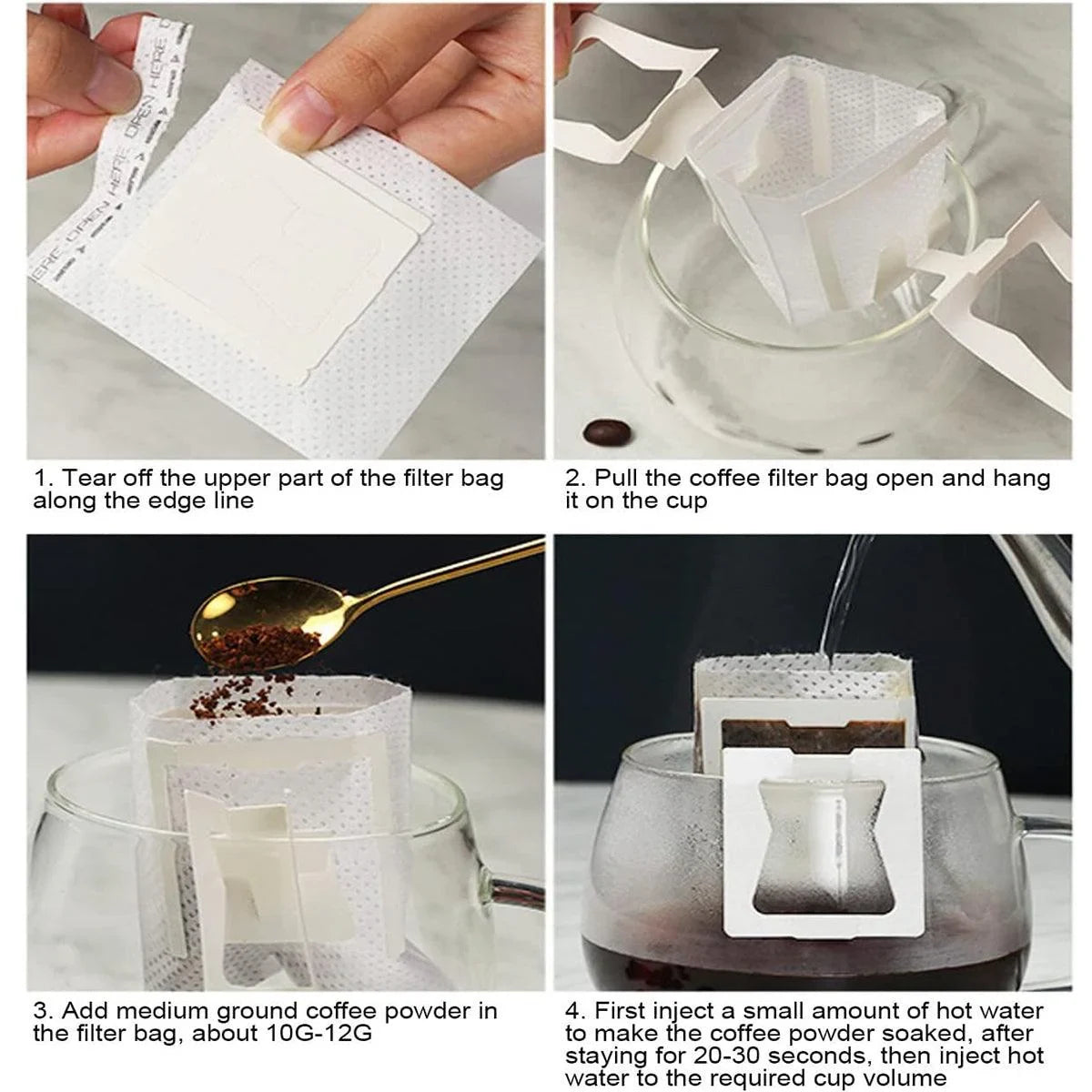 Coffee Filter Hanging Ear Non-Woven Fabric 100 Pieces for Pour-Over Brewing