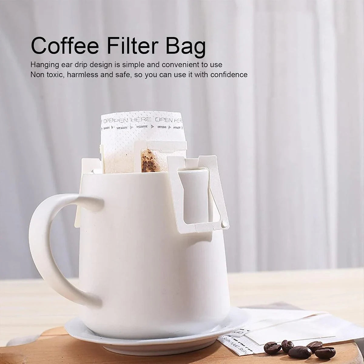 Coffee Filter Hanging Ear Non-Woven Fabric 100 Pieces for Pour-Over Brewing