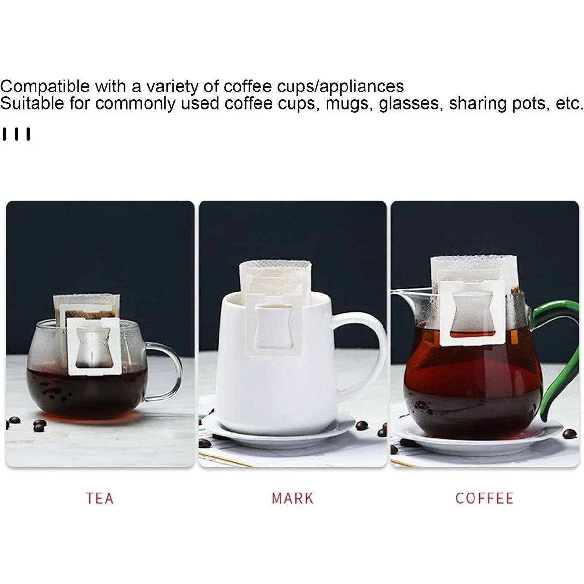 Coffee Filter Hanging Ear Non-Woven Fabric 100 Pieces for Pour-Over Brewing