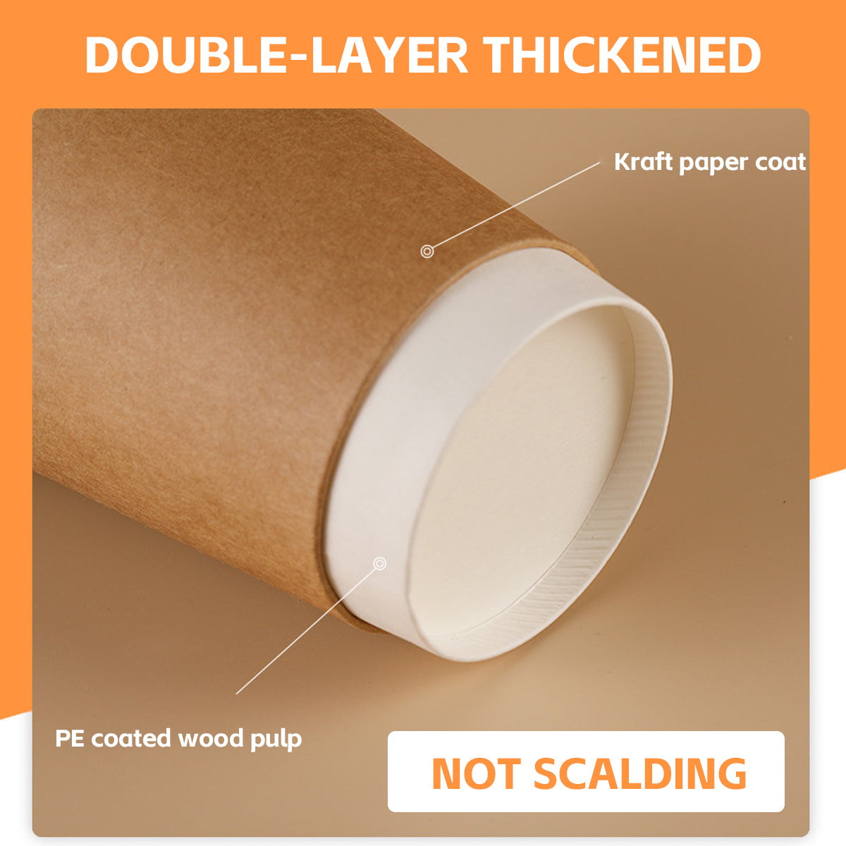 50PCS 300ml Disposable Coffee Cups Double Layer Food-Grade