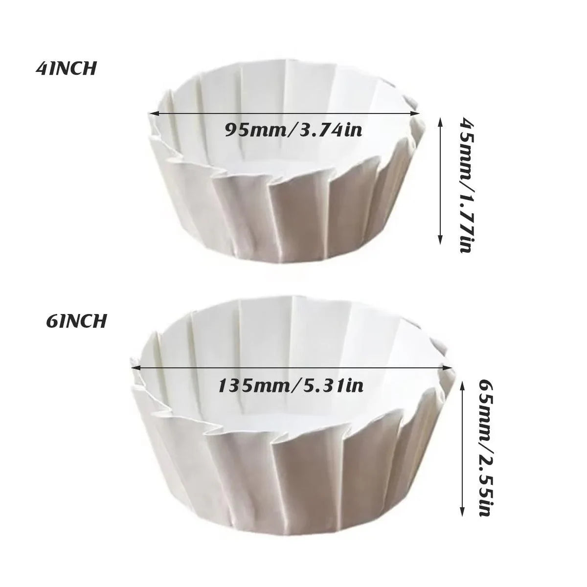 Cupcake Liners Baking Paper 4in 6in Non Stick Muffin Trays