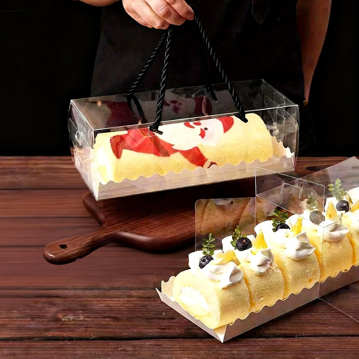20PCS Transparent Rectangle Blister Bakery Boxes with Handle