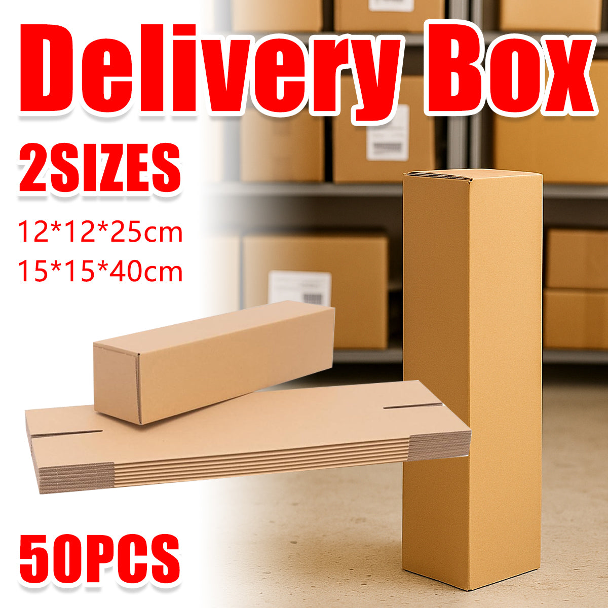 50PCS Long Strip Carton Shipping Boxes Sturdy Paper