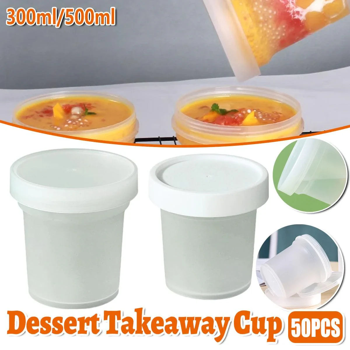 Dessert Packing Boxes Clear Takeout Cup Containers 50PCS