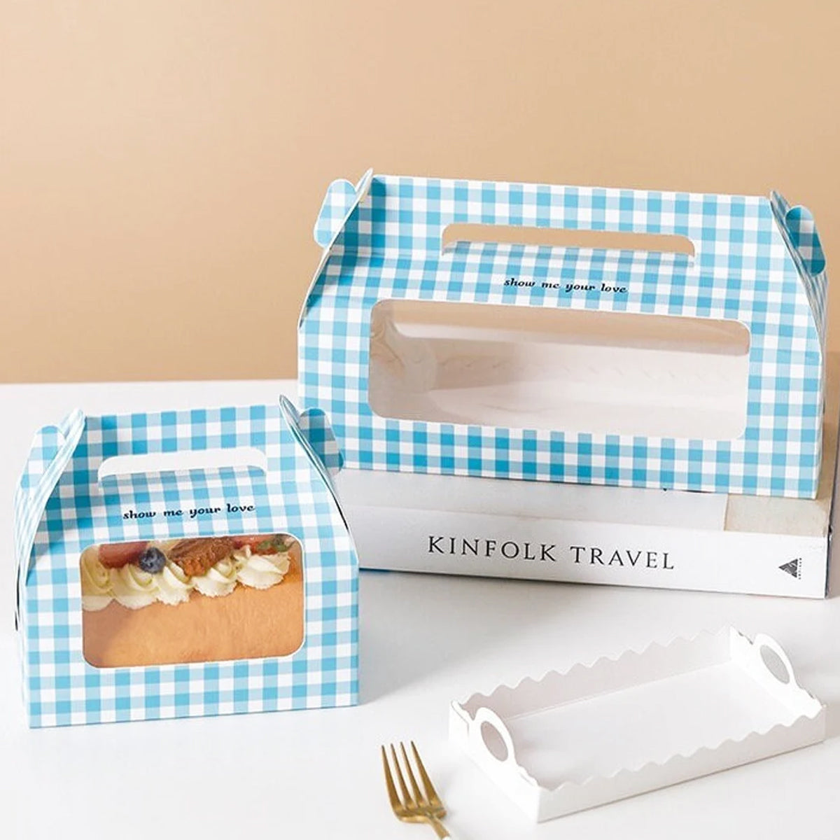 20 Pcs Handheld Dessert Packaging Boxes Windowed Anti Crush Cakes Cookies