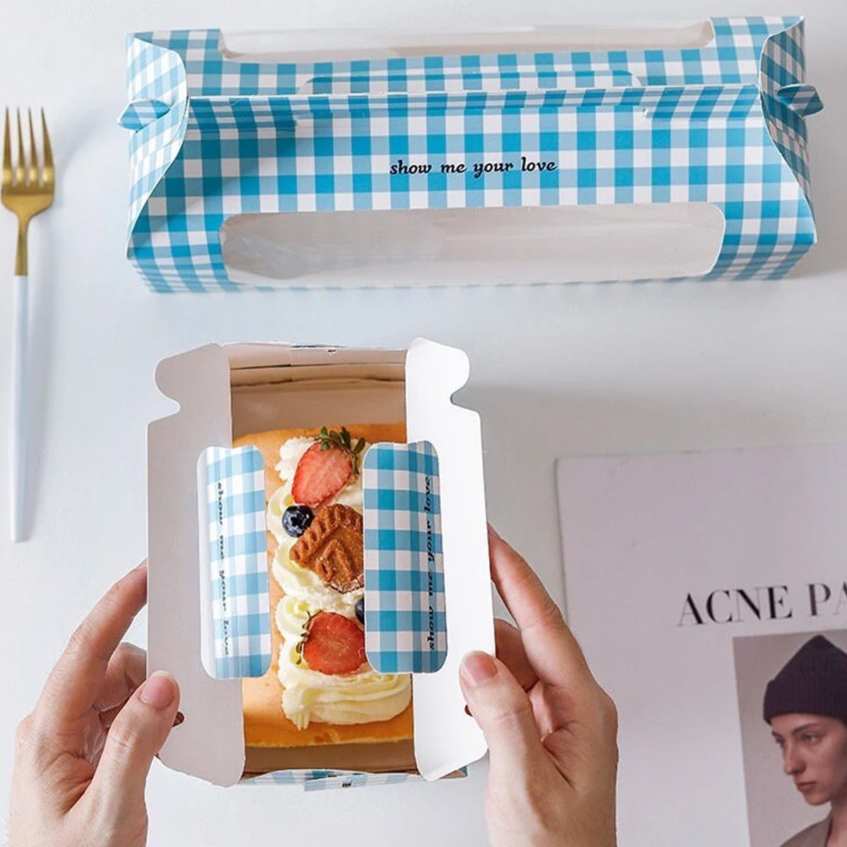 20 Pcs Handheld Dessert Packaging Boxes Windowed Anti Crush Cakes Cookies