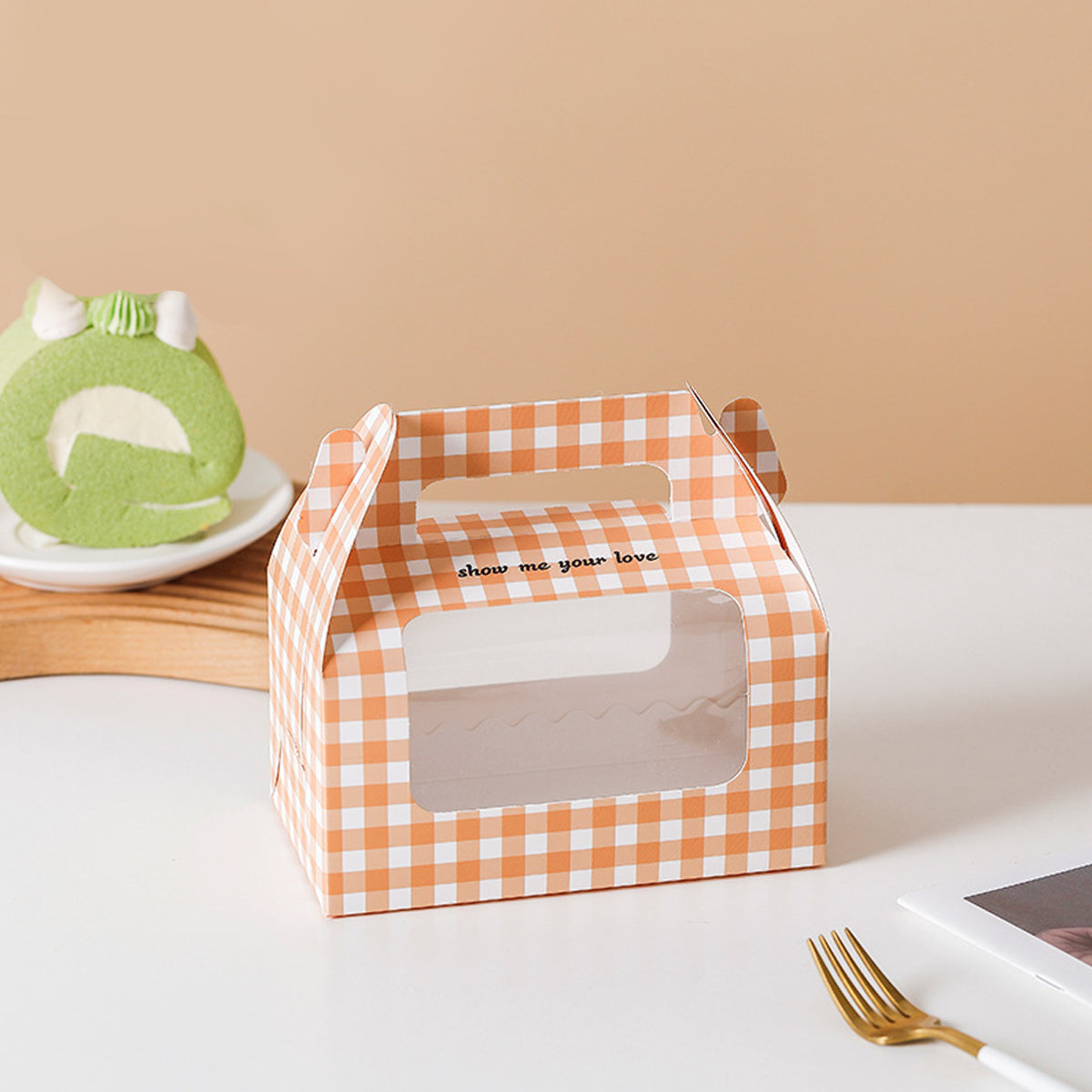 20 Pcs Handheld Dessert Packaging Boxes Windowed Anti Crush Cakes Cookies