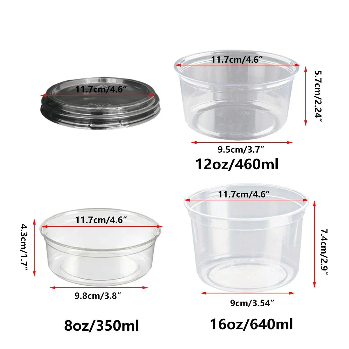 Dessert Bowls PET Plastic Leak Proof Transparent Disposable Containers