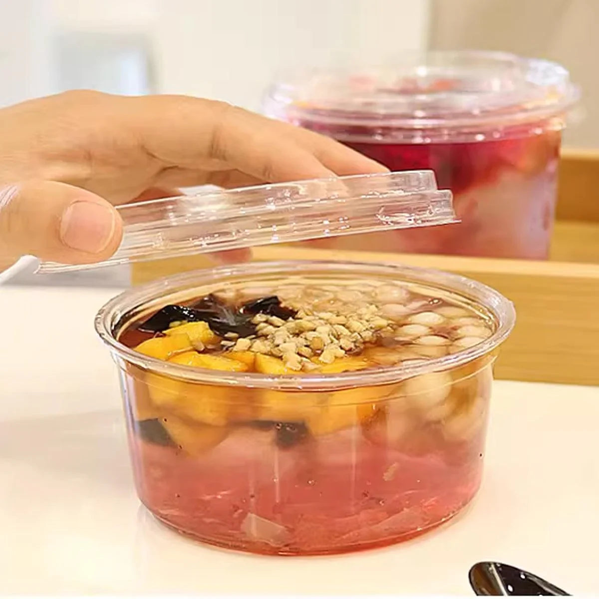 Dessert Bowls PET Plastic Leak Proof Transparent Disposable Containers