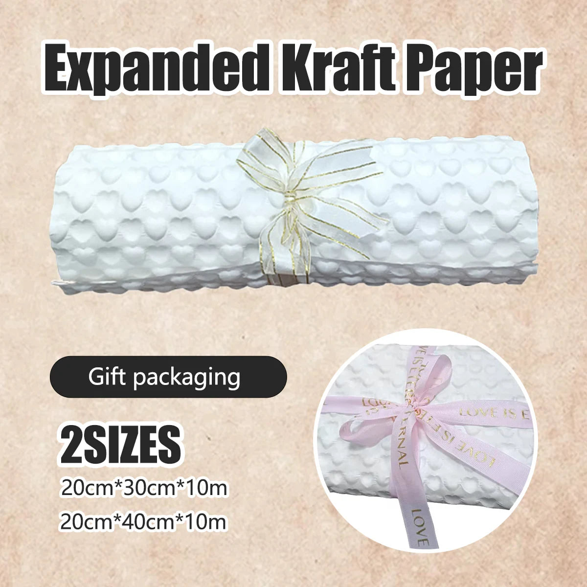 Embossed Kraft Paper Packaging Sheet White Gift Wrap