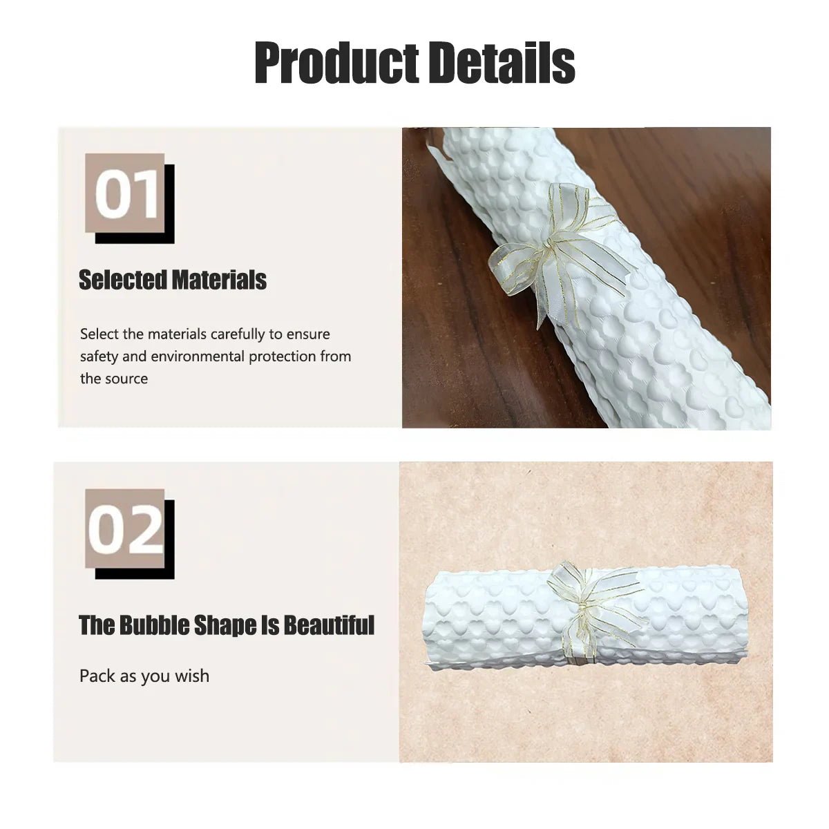 Embossed Kraft Paper Packaging Sheet White Gift Wrap