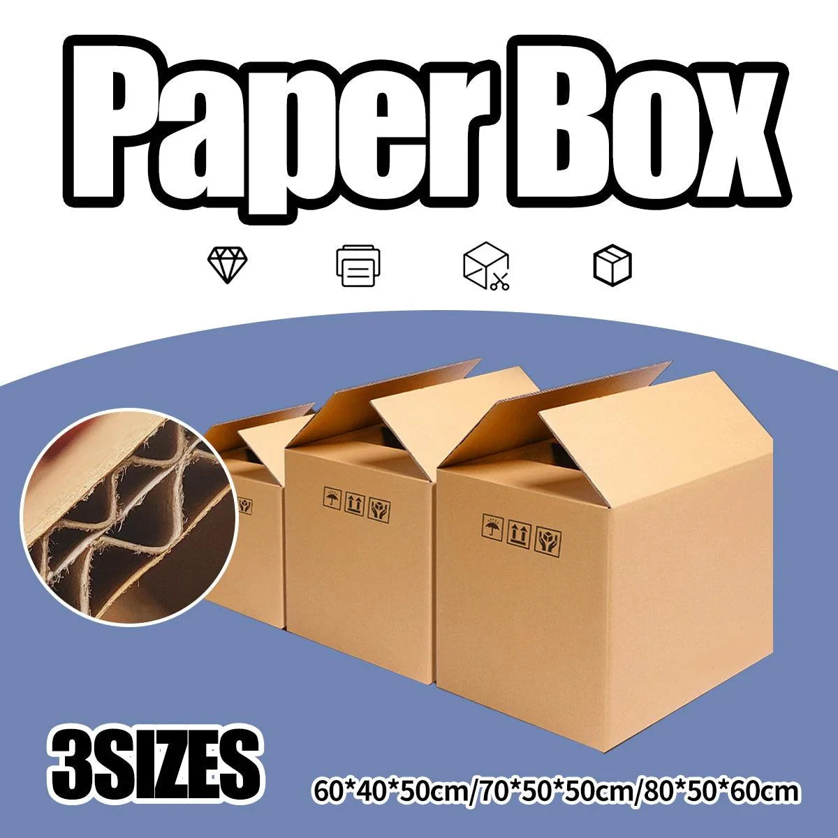 Cardboard Moving Boxes Packing Carton 3Sizes