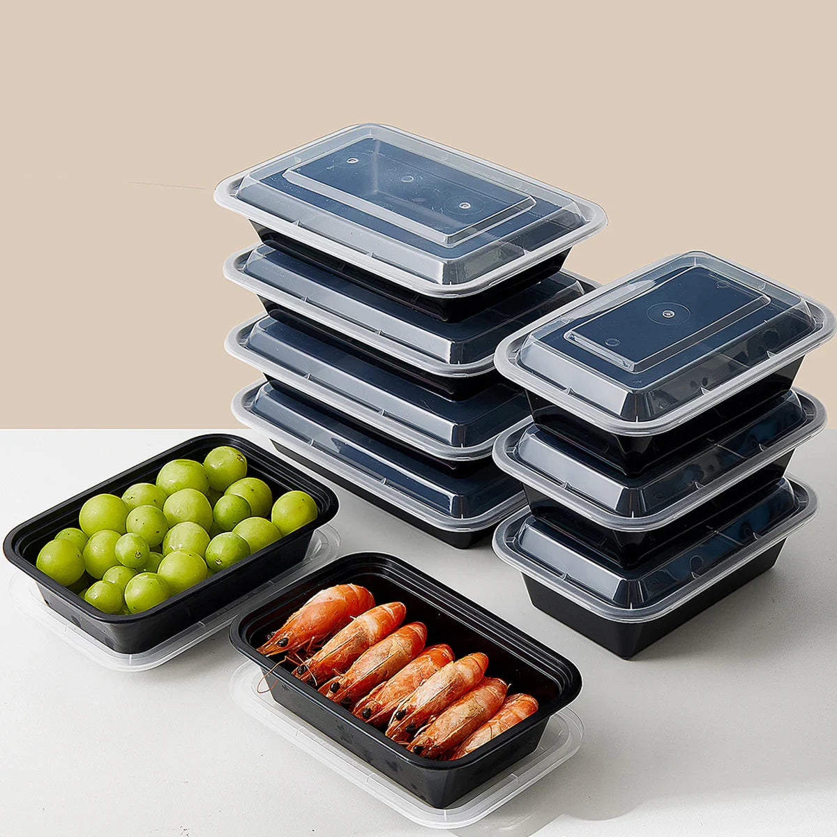 50pcs 830ml Disposable Lunch Box Rectangular Food Container