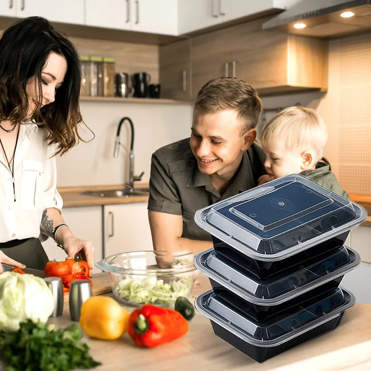 50pcs 830ml Disposable Lunch Box Rectangular Food Container