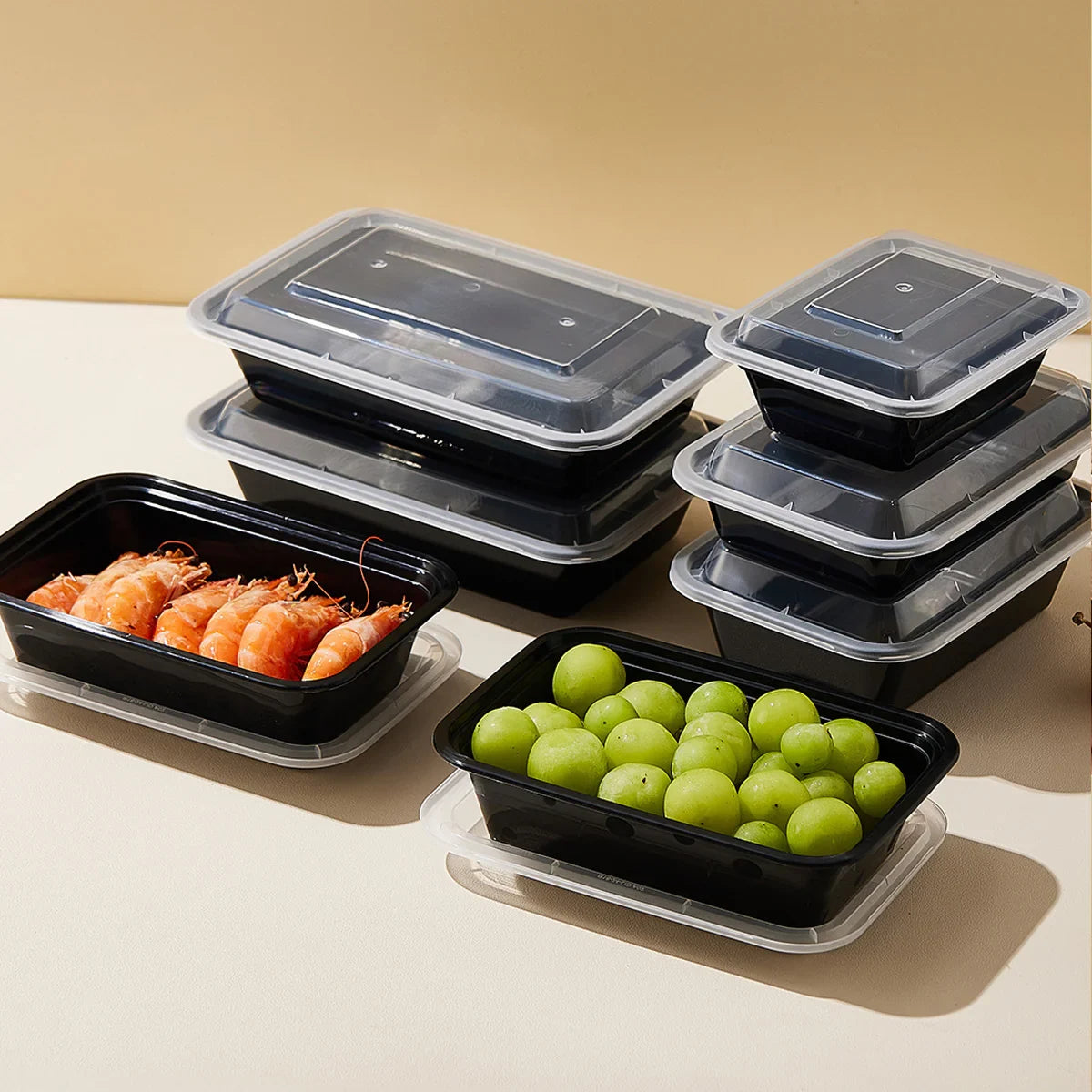 50pcs 830ml Disposable Lunch Box Rectangular Food Container