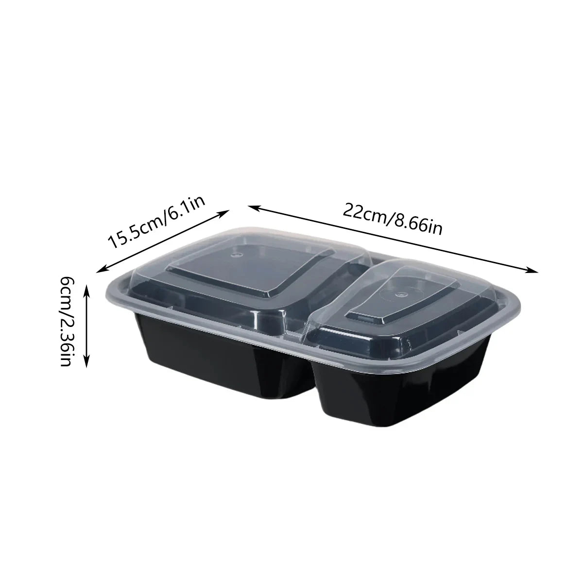 50pcs Disposable Lunch Box 900ml Microwaveable Meal Prep