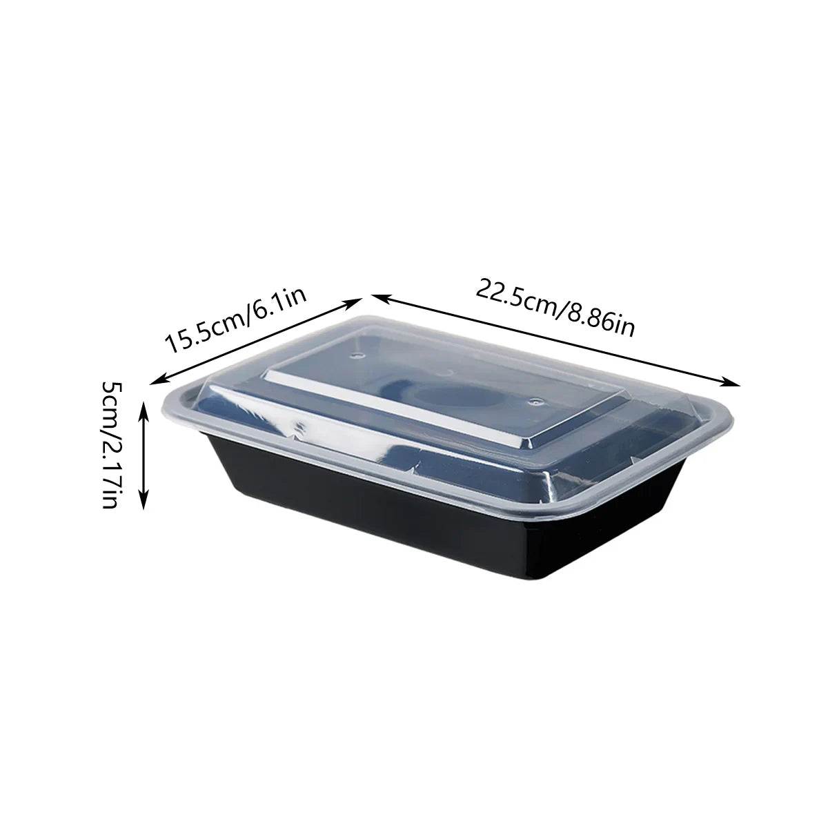 50pcs 830ml Disposable Lunch Box Rectangular Food Container