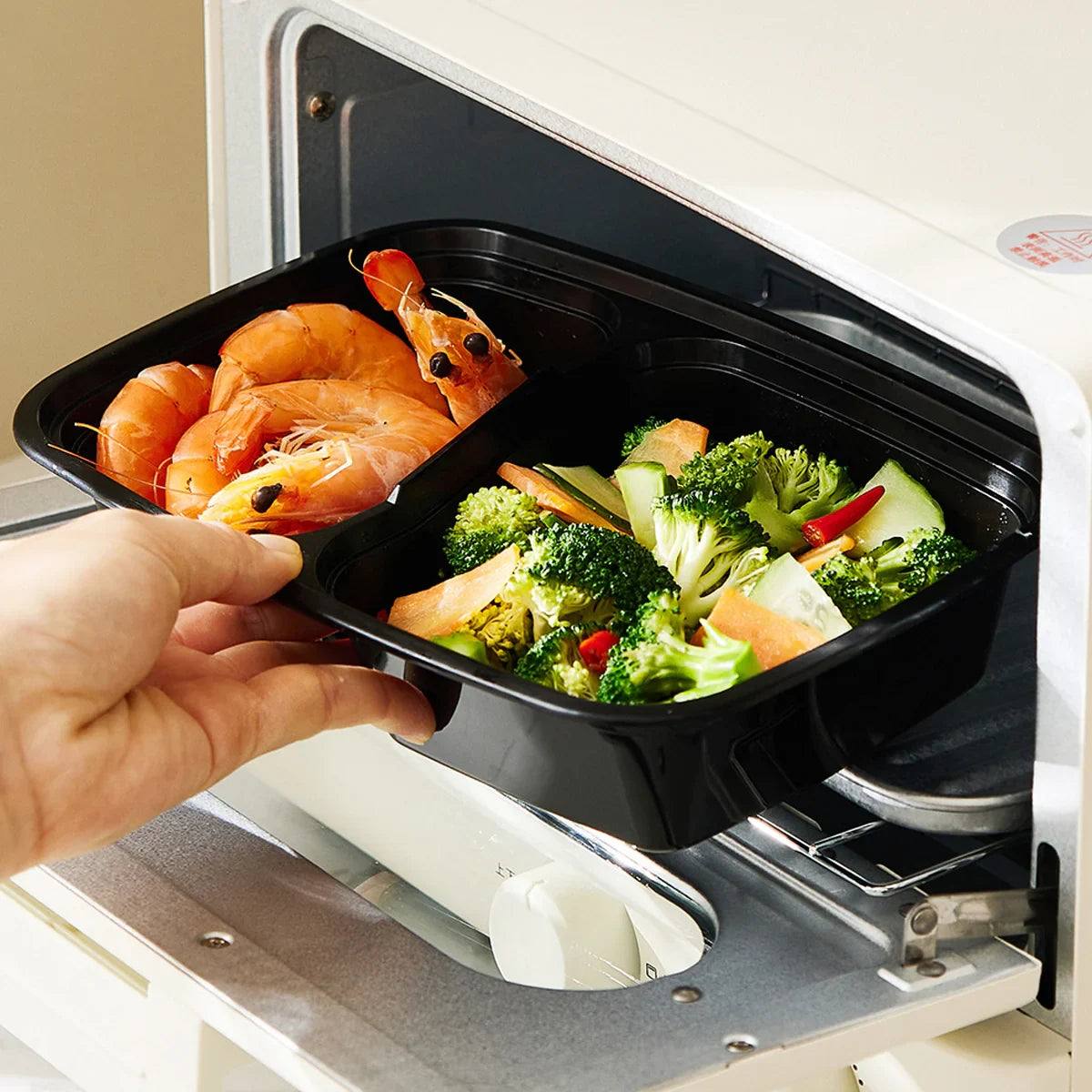 50pcs Disposable Lunch Box 900ml Microwaveable Meal Prep