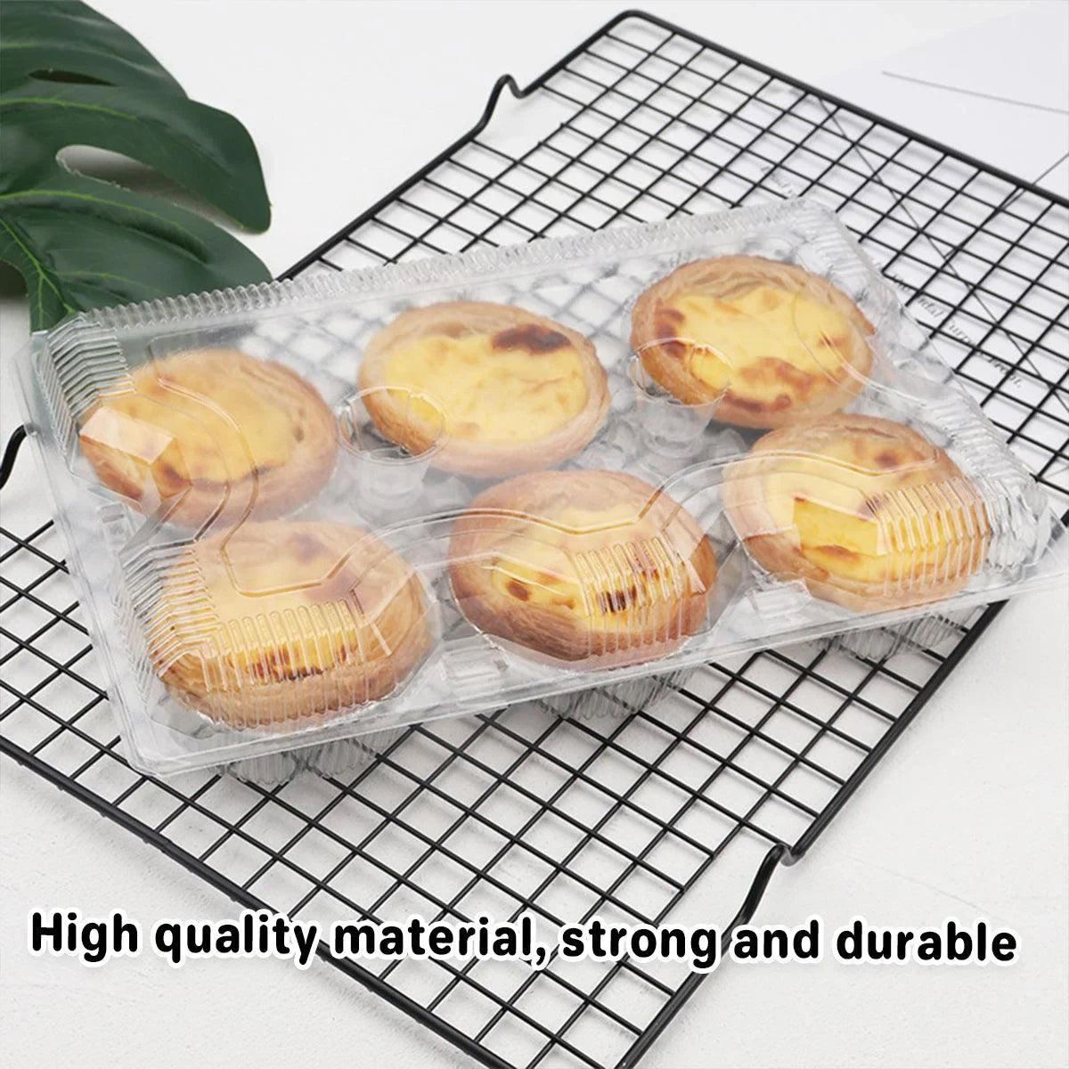 Food Packaging Boxes Transparent Plastic 6-Grid 100 Pieces for Egg Tarts