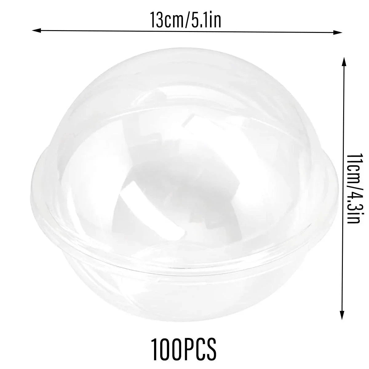 Food Packing Boxes Transparent Round Dome Shape 13cm 100 Pieces