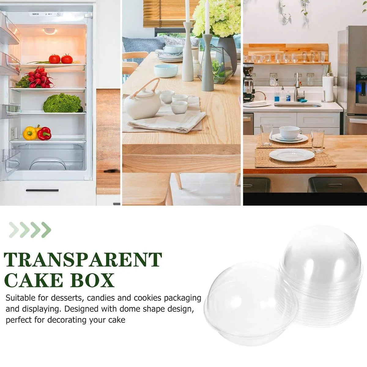 Food Packing Boxes Transparent Round Dome Shape 13cm 100 Pieces
