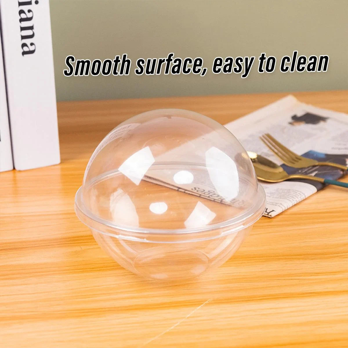 Food Packing Boxes Transparent Round Dome Shape 13cm 100 Pieces