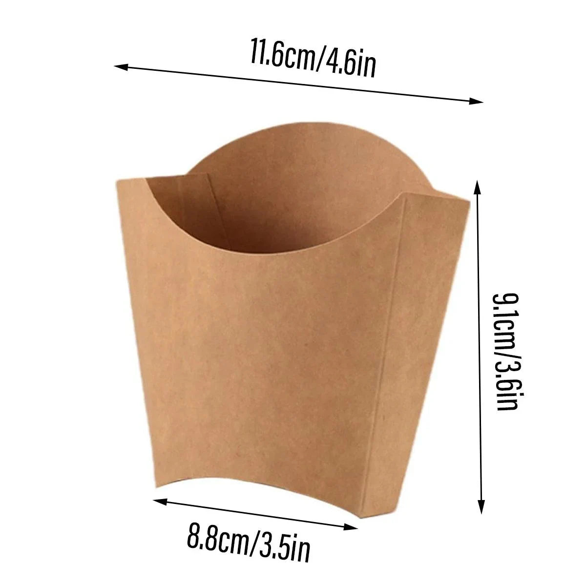 French Fries Box Kraft Paper Food Grade Foldable Snack Containers