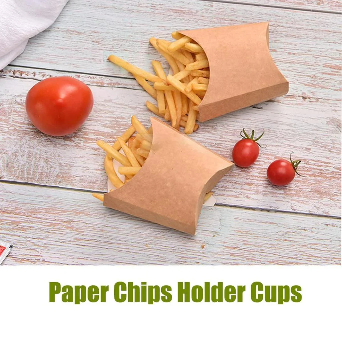French Fries Box Kraft Paper Food Grade Foldable Snack Containers