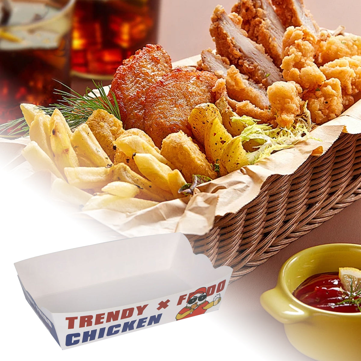 Disposable Oil Proof Snack Box Microwave Safe for Fast Food