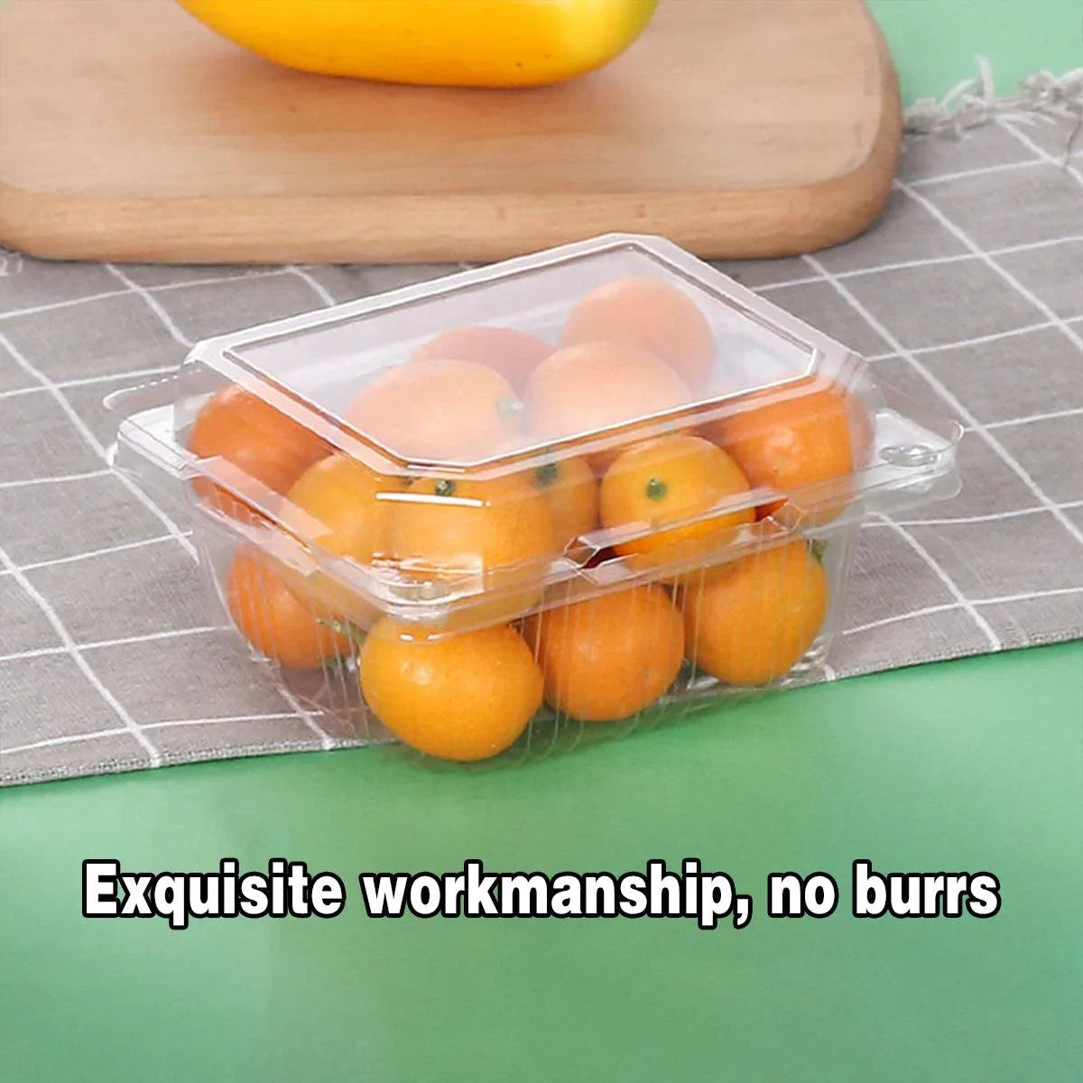 Fruit Boxes Transparent PET Plastic Snap-On Lid 100 Pieces Ventilated