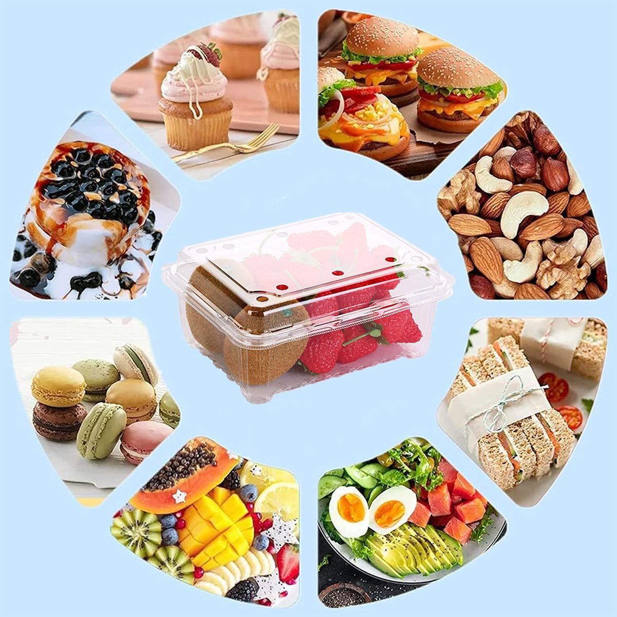 Fruit Boxes Transparent PET Plastic Snap-On Lid 100 Pieces Ventilated