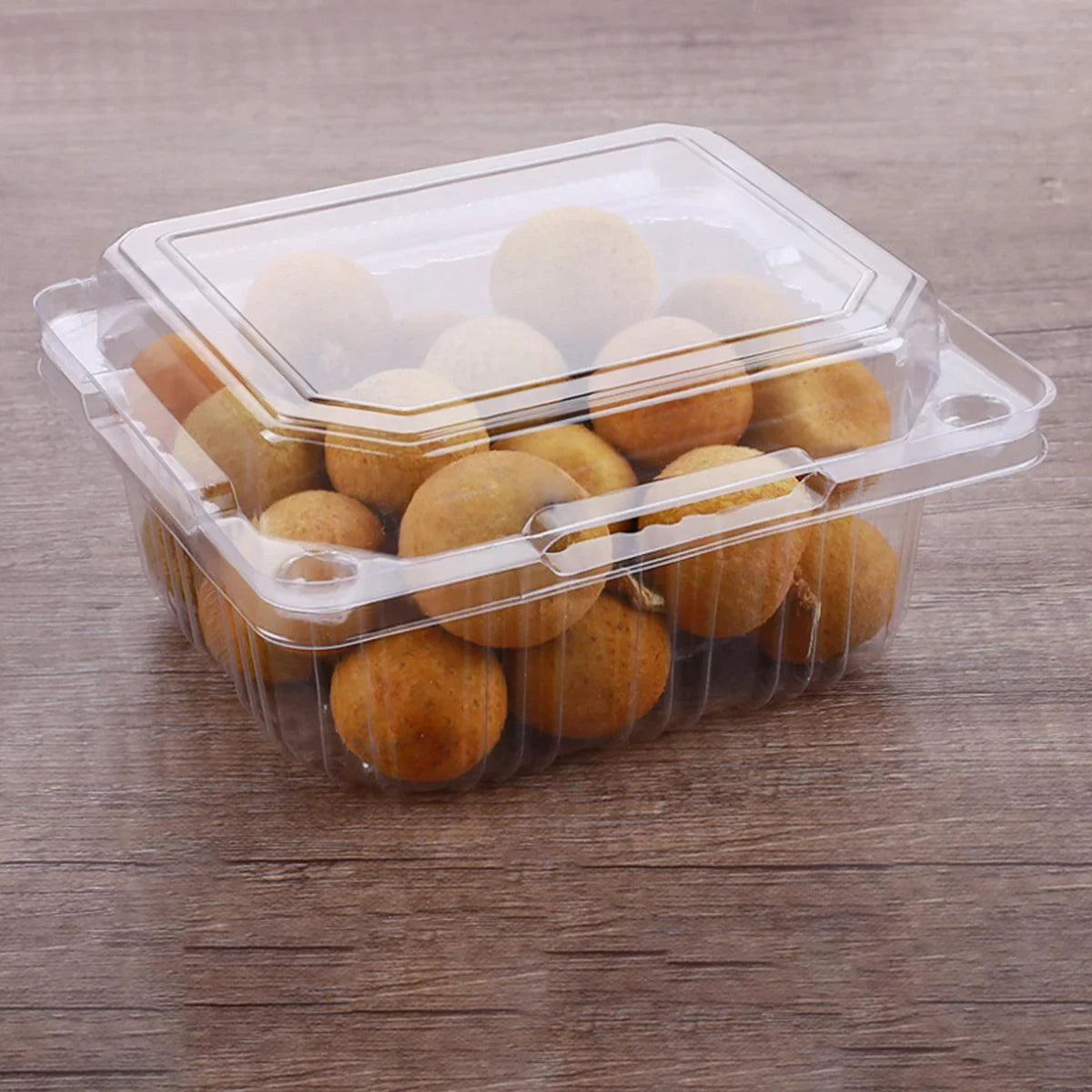 Fruit Boxes Transparent PET Plastic Snap-On Lid 100 Pieces Ventilated