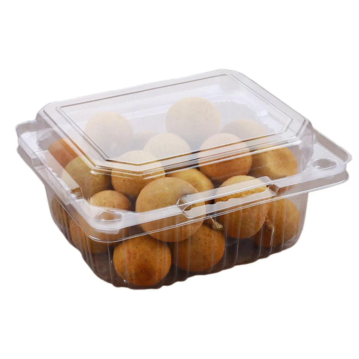 Fruit Boxes Transparent PET Plastic Snap-On Lid 100 Pieces Ventilated