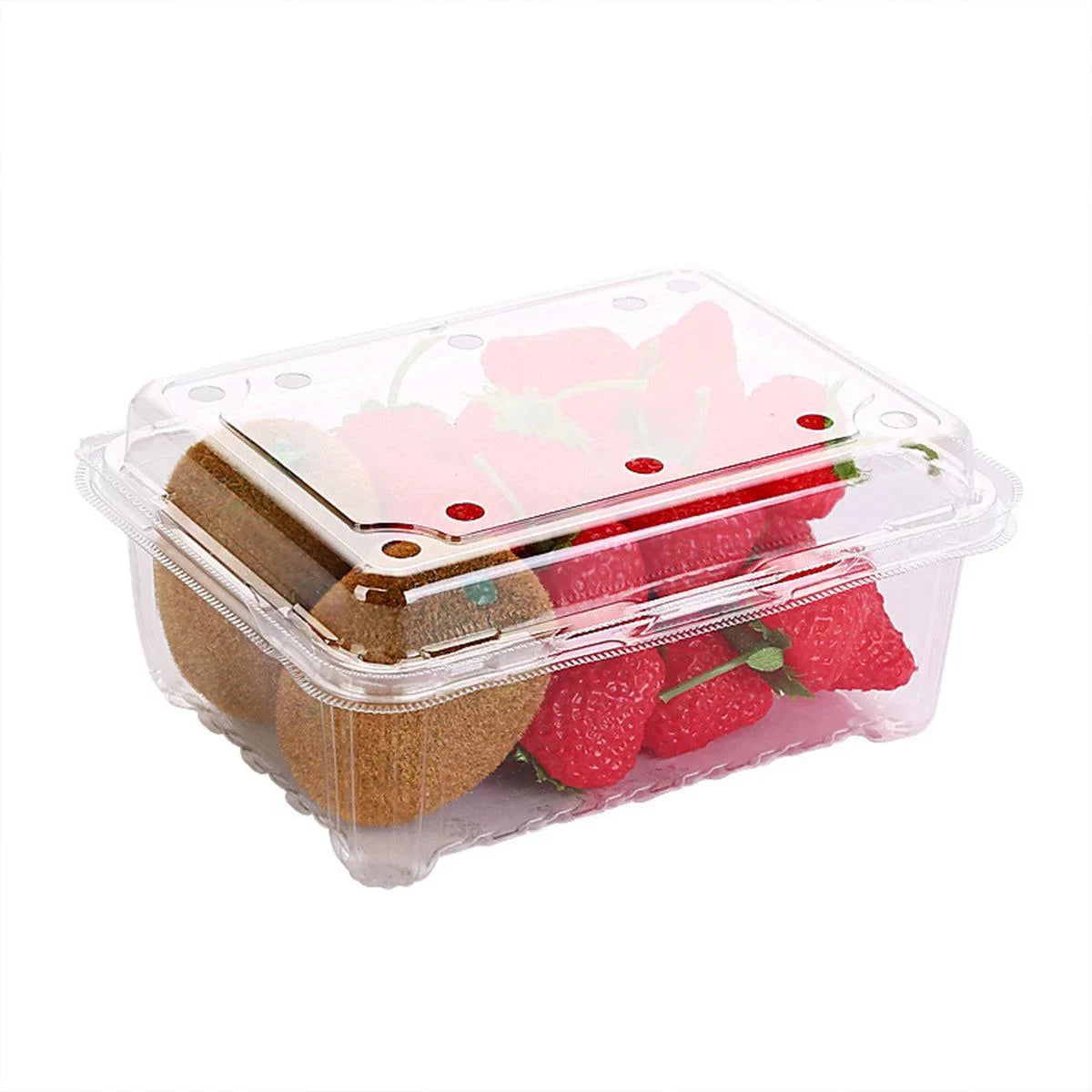 Fruit Boxes Transparent PET Plastic Snap-On Lid 100 Pieces Ventilated