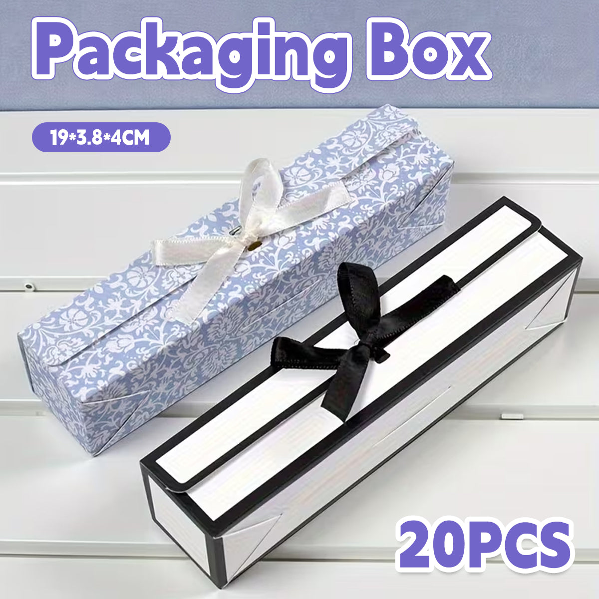 20PCS Rectangular Chocolate Boxes with Ribbon Long Candy Gift Packaging