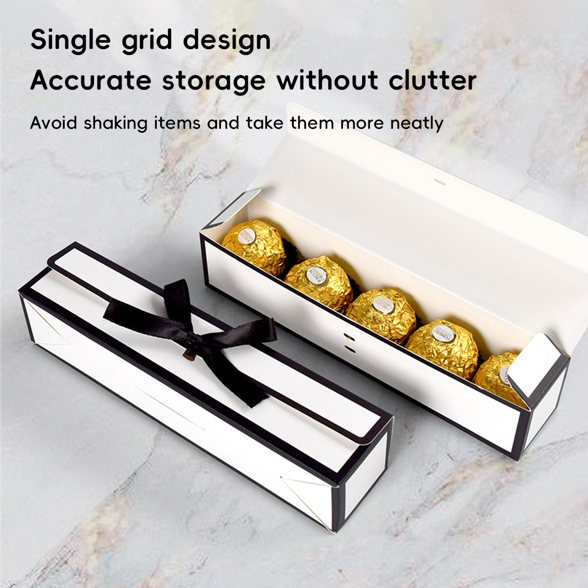 20PCS Rectangular Chocolate Boxes with Ribbon Long Candy Gift Packaging