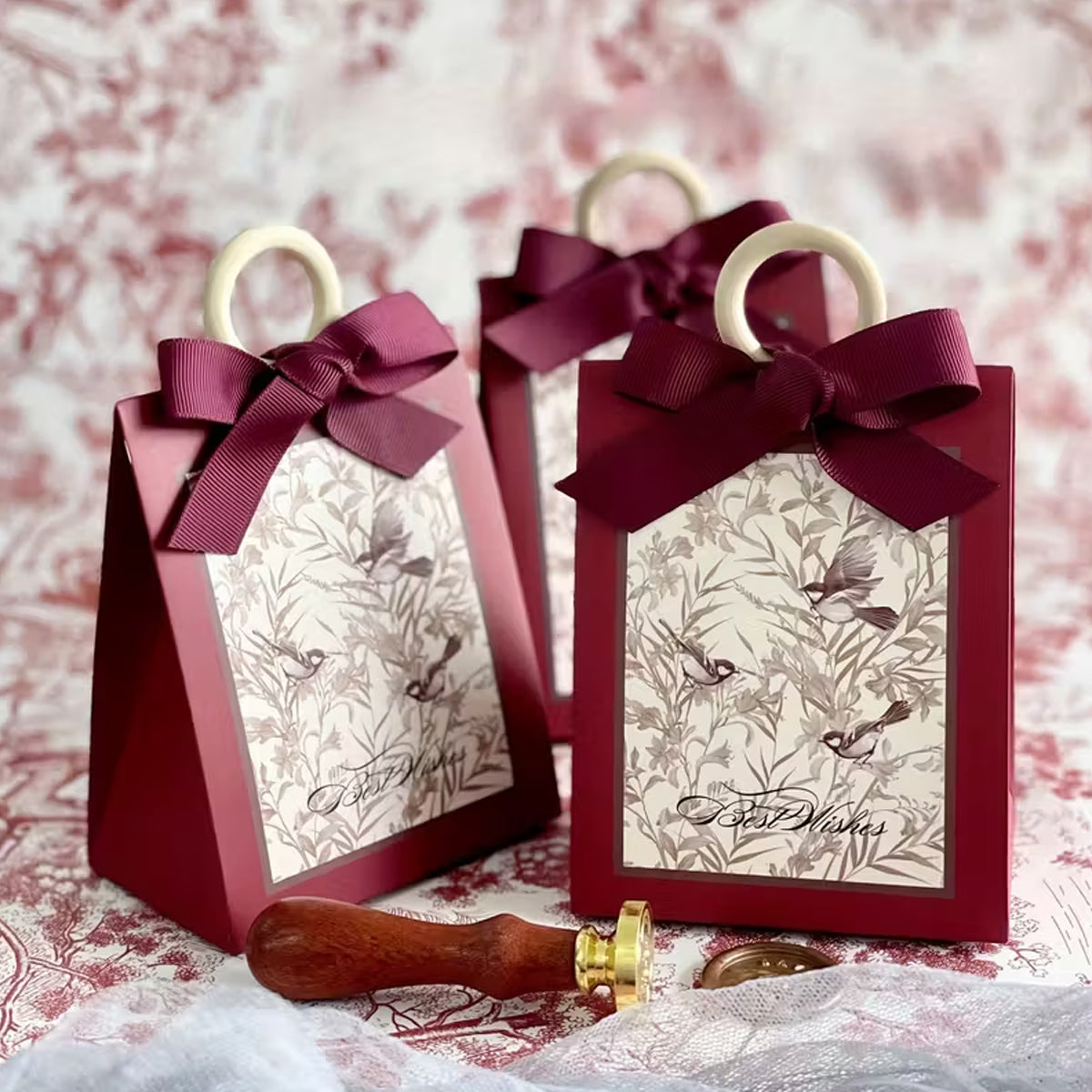 50PCS French Forest Theme Gift Bags 3Colours for Party Packing