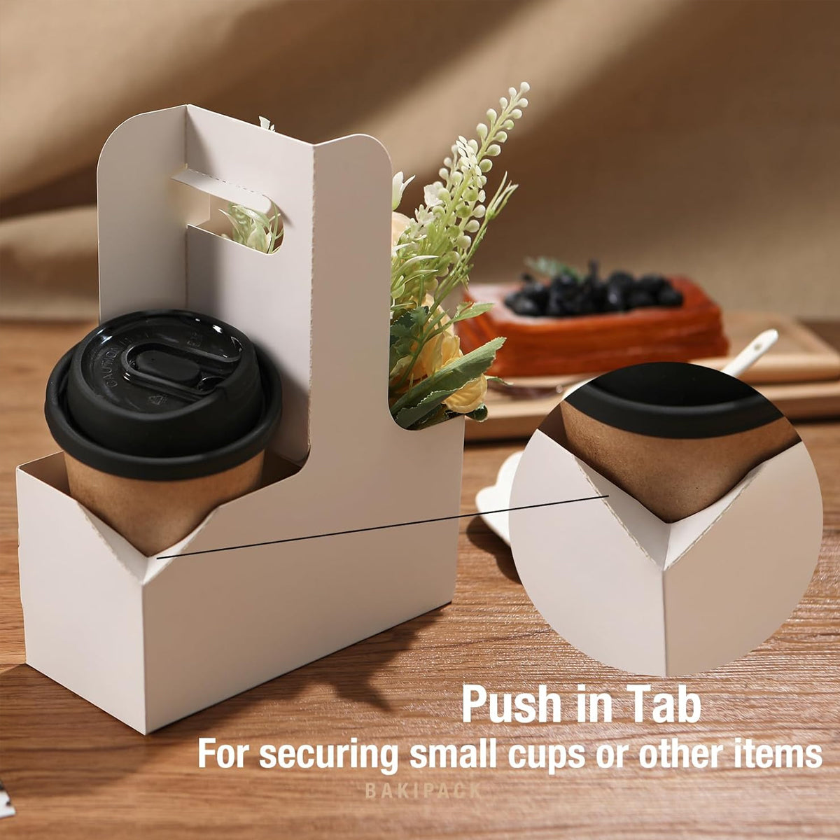 50PCS Handheld Double Cup Holder Sturdy Portable Takeaway Carrier