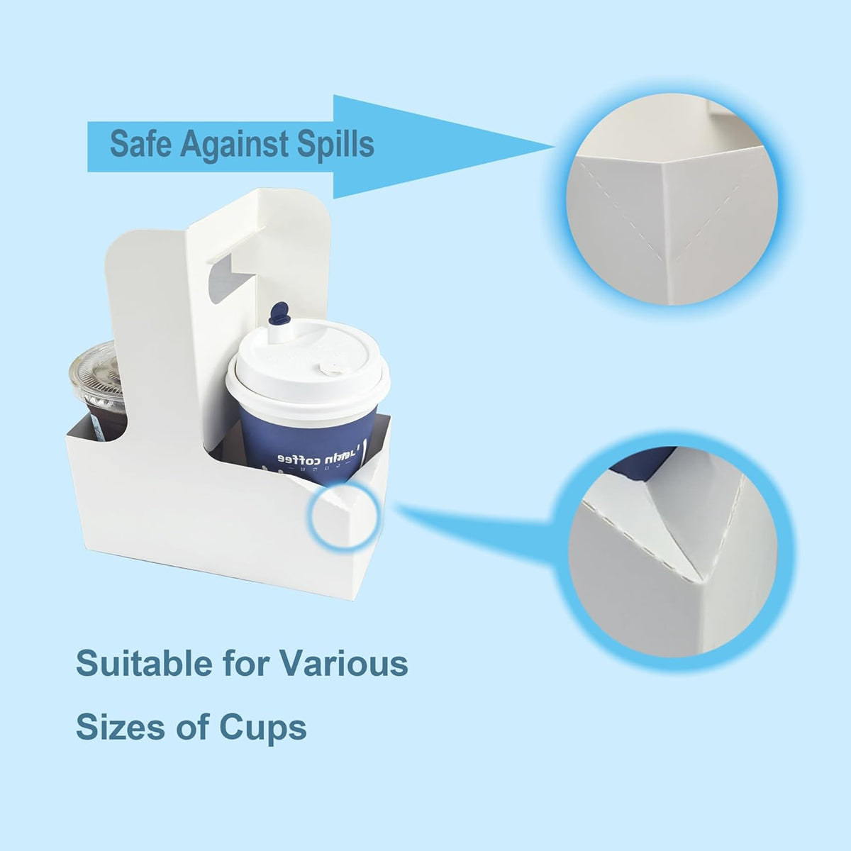 50PCS Handheld Double Cup Holder Sturdy Portable Takeaway Carrier